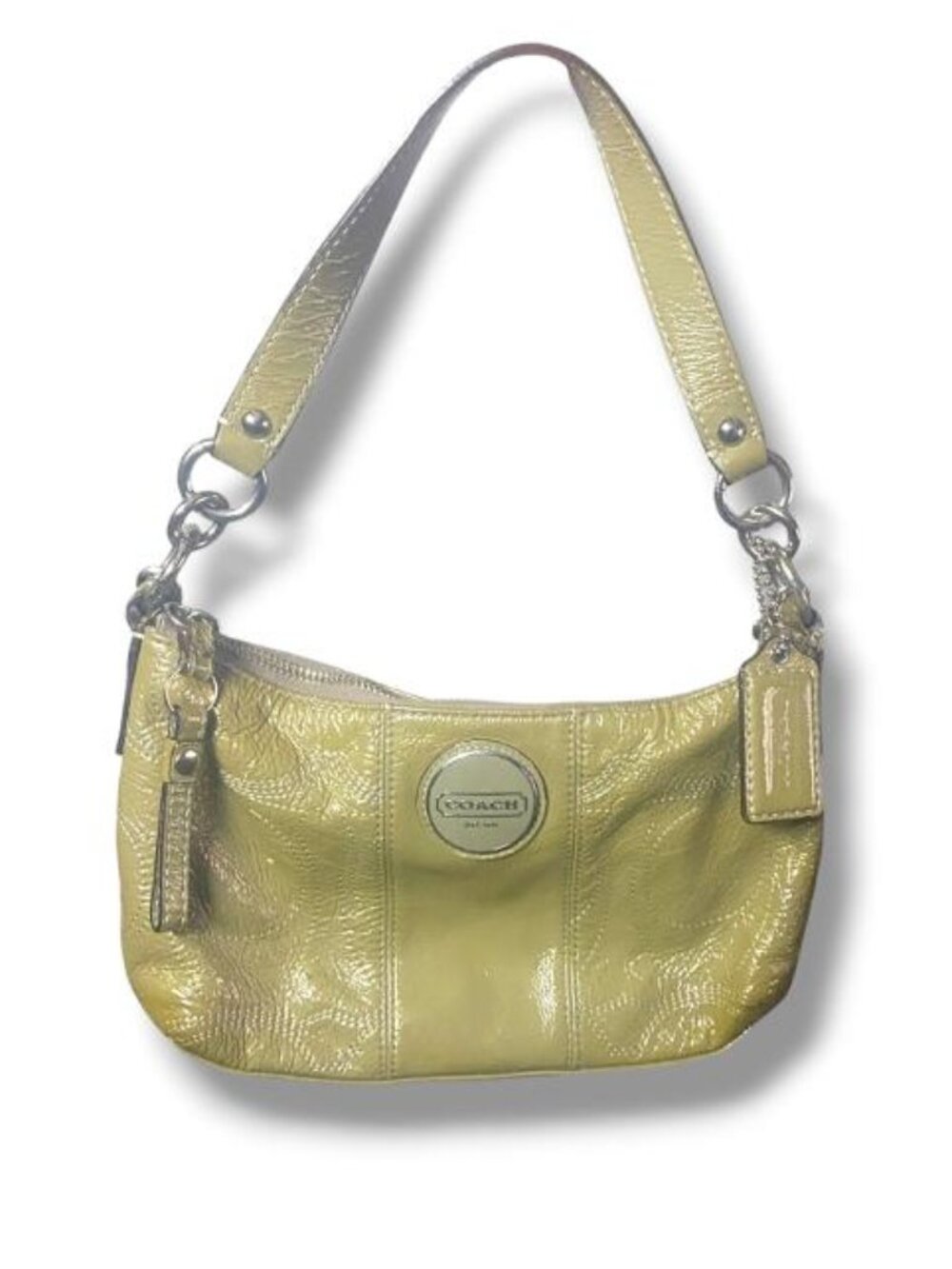 Coach Signature C OLIVE Patent Leather 2-Way Shoulder Crossbody Bag